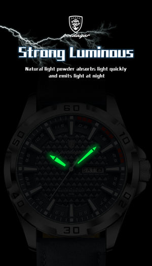 Hot Trend Vault men's luxury waterproof quartz leather watch with date feature, stylish accessories for men.
