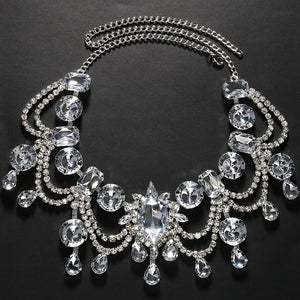 Fashion Exaggerated AB Necklace Luxury Designer Massive Women Massive Geometry Statement Necklace Party Jewelry Accessories Gift