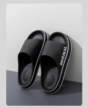 Hot Trend Vault women letter slippers with anti-slip thick sole, beach slides, indoor casual sandals, featuring stylish letter design.