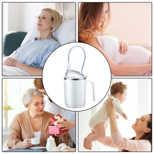 Silicone Adult Sippy Cups For Elderly Spill Proof Drinking Cup With Straw For Disabled Patient Adult Sippy Cup With Handle For