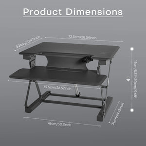 Redlife standing desk converter with built-in wireless charger, adjustable height, ideal for office work by Hot Trend Vault.