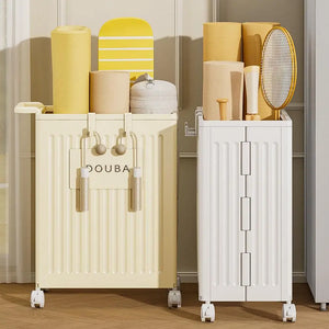 Hot Trend Vault yoga mat storage with wheels, folding organizer for yogis, featuring a sleek design and easy mobility.