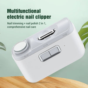 2 in 1 Electric Nail Clipper Automatic Polishing Nail Trimmer Mill Manicure For Baby Adult Nail Cutter Sharpener with Light Safe