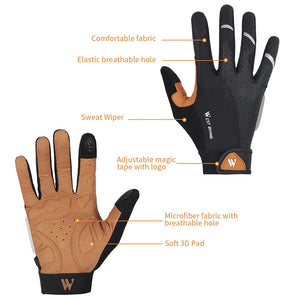 WEST BIKING Cycling Gloves Full Finger Bicycle Sports Gloves Men Women Spring Autumn Gym Motorcycle Camping Hiking Gloves