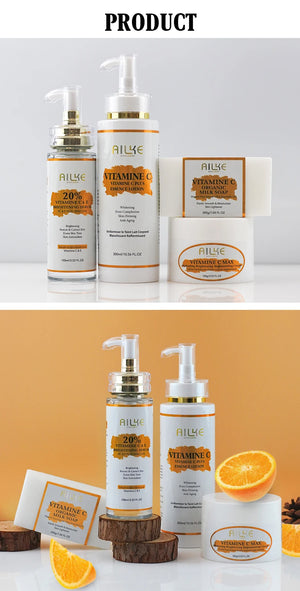 Hot Trend Vault AILKE Vitamin C skin care set with brightening serum and soap for all skin types, enhancing skin tone and moisture.