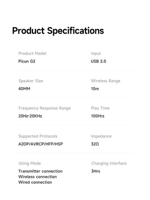 Picun G2 2.4GHz Bluetooth Wireless Gaming Headset For PC PS4 PS5 Phone Switch 5ms Low Latency 7.1 Surround Wired Headset ENC Mic