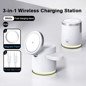 2025 New Qi2 Wireless Charger 3-in-1 Fast Charging Station Stand Folding Holder for iPhone16 15 14 ProMax Airpods Apple Watch