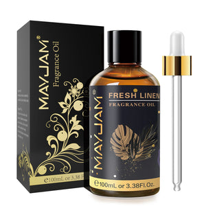Hot Trend Vault Mayjam 100ml fragrance oil bottle with dropper, featuring sea breeze, coconut, vanilla, coffee, and bubble gum scents.