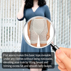 High-waisted Miss Moly shapewear body shaper shorts with lace detailing, offering firm control for women.