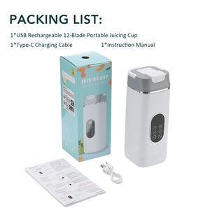 6 Blades Electric Juicer Cup with 2 Cups For Travel Portable Juicer Mixer Usb Charge Fresh Fruit Juice Personal Blender Smoothie