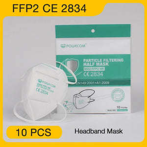 Hot Trend Vault POWECOM KN95 face masks 10 pack for adults, CE GB2626 certified, premium non-disposable masks shown in image.