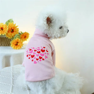 Heart Pattern Turtleneck Sweatshirt for Small Dogs and Cat,Hoodies Shirt,Pet Clothes,Spring Valentine's Day,Sweet,Chihuahua York