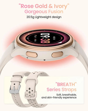 Hot Trend Vault Anyloop smartwatch for women with 1.27-inch display, fitness tracking, call alerts, compatible with iPhone and Android.