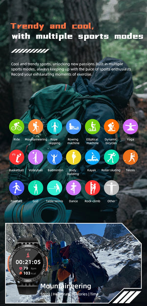 LOKMAT ZEUS 6 PRO Smart Watches Bluetooth Calls Flashlight Waterproof Smartwatches 1.46'' Screen Compass Sport Fitness Tracker