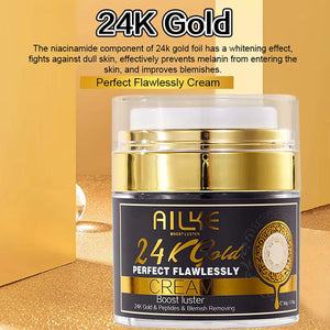 Hot Trend Vault AILKE 24K Gold Collagen Whitening facial mask with gold accents and elegant packaging.