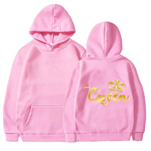 New King Queen Hoodies Pullover Unisex Couples Hooded Sweatshirt Harajuku Streetswear Long Sleeve Valentine's Day Hoodie