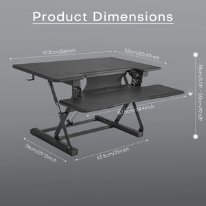 Redlife standing desk converter with built-in wireless charger from Hot Trend Vault, featuring a spacious work surface and ergonomic design.