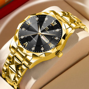 Hot Trend Vault Va Va Voom men's luxury diamond watch with 41mm case, night glow dial, double calendar, quartz movement, accessories