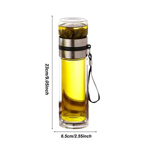 Hot Trend Vault reusable tea water bottle with glass infuser for adults, showing the sleek bottle with infusing chamber.
