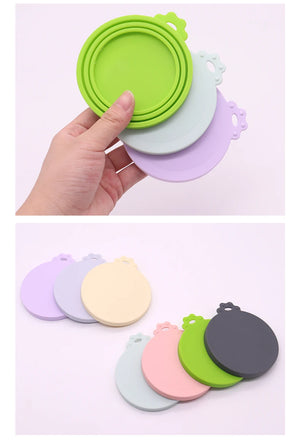 Reusable BPA-free silicone pet can lid for dogs by Hot Trend Vault, durable and flexible food cover for pet cans.