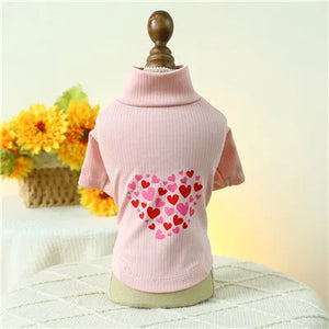 Heart Pattern Turtleneck Sweatshirt for Small Dogs and Cat,Hoodies Shirt,Pet Clothes,Spring Valentine's Day,Sweet,Chihuahua York