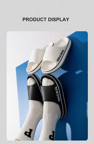 Hot Trend Vault women's letter slippers with thick soles, anti-slip beach slides, indoor casual sandals, stylish and comfortable.