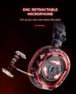 Picun G2 Wireless Gaming Headset Bluetooth 2.4G Headphones 7.1 Surround 5ms Low Latency ENC Mic for PC PS4 PS5 Phone Switch