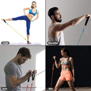 Resistance Bands Set Exercise Bands with Door Anchor Legs Ankle Straps for Resistance Training Physical Therapy Home Workouts
