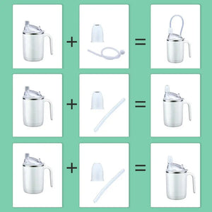 Silicone Adult Sippy Cups For Elderly Spill Proof Drinking Cup With Straw For Disabled Patient Adult Sippy Cup With Handle For