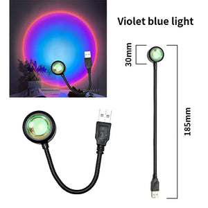 Hot Trend Vault Sunset Lamp Projector creating rainbow night light with USB connection for romantic ambiance and cozy atmosphere.