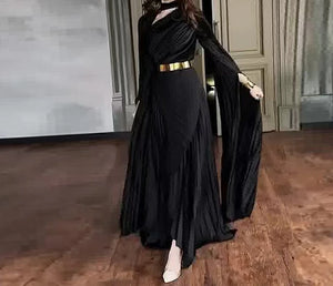 Elegant Party Dress for Women Temperament Fashion 2025 Fall Winter New Batwing Sleeve Shawl Split Vestidos Evening Long Dresses