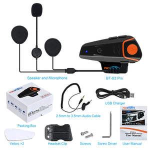 Fodsports BT-S2 Intercom Motorcycle Helmet Bluetooth Headset BT Interphone Handsfree Intercomunicador with FM Radio