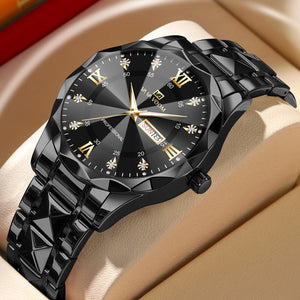 Hot Trend Vault Va Va Voom men's diamond luxury watch with 41mm case, night glow dial, double calendar, quartz movement, accessories