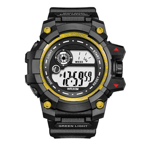 Men's LED digital watch by Hot Trend Vault featuring luminous display, waterproof design, and military-style sport features.