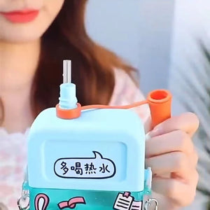 Portable Sport Plastic Drinking Kettle Cute Water Bottle For Girls 300ml Phone Model Straw Tumbler Kid Travel Cartoon Kawaii Cup