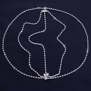 Crystal bridal forehead chain with stone fans and bling design, elegant headwear for women by Hot Trend Vault.