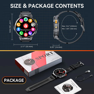 LaNikar Smart Watches for Men with 730mAh Large Battery 1.85’’ Big Screen LED Flashlight Rugged Smartwatch with for iOS Android