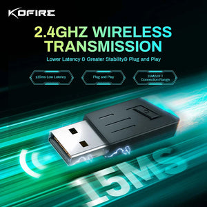 Kofire UG-06 Gaming Headset Low Latency 2.4G Bluetooth Wireless Headphones with Mic RGB Gradient Light Wired for PC PS5 Switch