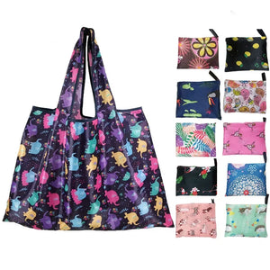 Large reusable foldable shopping bag by Hot Trend Vault, eco-friendly tote with washable, heavy-duty design for women.