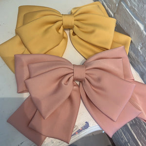 Large satin bow hairpin for women, retro style hair clip by Hot Trend Vault, featuring a shiny satin finish and elegant design.