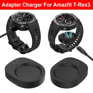Shunmaii premium wireless charger dock for Amazfit Balance and T Rex 3 smartwatches with magnetic interface, shown with smartwatch on dock.
