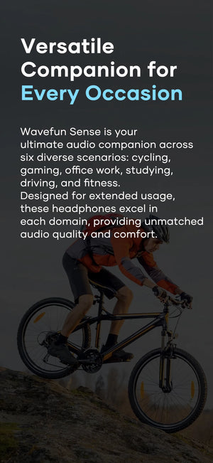 Wavefun Sense Open Ear Headphones Bluetooth Earphone with Adjustable Ear Hook Super Bass Earbuds BT5.3 Headsets with Microphone