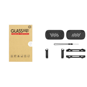 Shunmaii ANBERNIC RG40XX H silicone case with HD tempered glass screen protector and lanyard for gamers, anti-slip design.