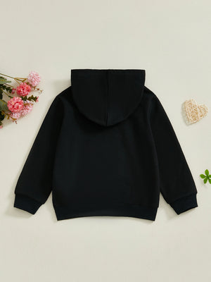 4-7Years Kids Girls Boys Hoodies Letter Heart Print Hooded Long Sleeve Pullovers Valentine's Day Clothes Spring Sweatshirts