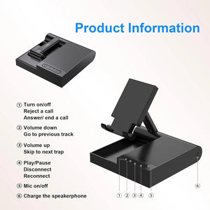 Hot Trend Vault DOSS wireless Bluetooth speaker with 15W charger, adjustable phone stand, and 8-hour playtime on a desk.