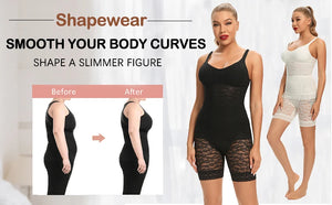 Hot Trend Vault Miss Moly high-waisted lace shapewear body shaper shorts with firm control for women, shown in black.