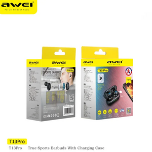 Awei T13 Pro Bluetooth 5.3 Earphone Wireless Bluetooth Headset In-Ear TWS Earbuds With Mic HiFi Bass Stereo Gaming Headphones