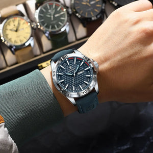 Hot Trend Vault POEDAGAR men's luxury waterproof quartz leather watch with date display, classic accessories for stylish men.
