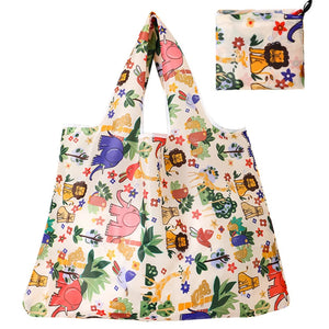 Hot Trend Vault Clyine reusable folding shopping bag with lemon and strawberry cartoon print, eco-friendly and portable tote for shoppers