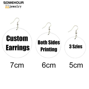 SOMEHOUR Customized African Wooden Drop Earrings Making Picture Printed 3 Sizes Personalized Wood Dangle For Women Gifts 10Pairs
